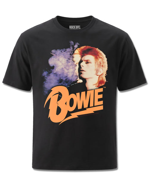 David Bowie Retro Bowie (David Bowie) design, front view on Black M121, Rock Off Retail official merch