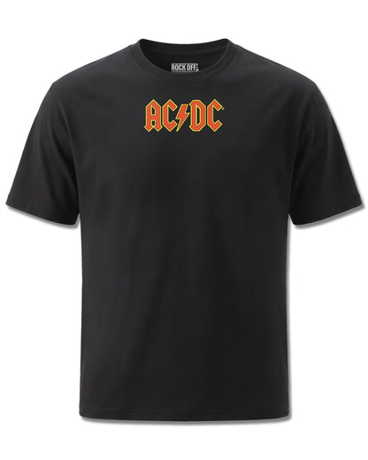 AC/DC Logo (AC/DC) design, front view on Black M121, Rock Off Retail official merch