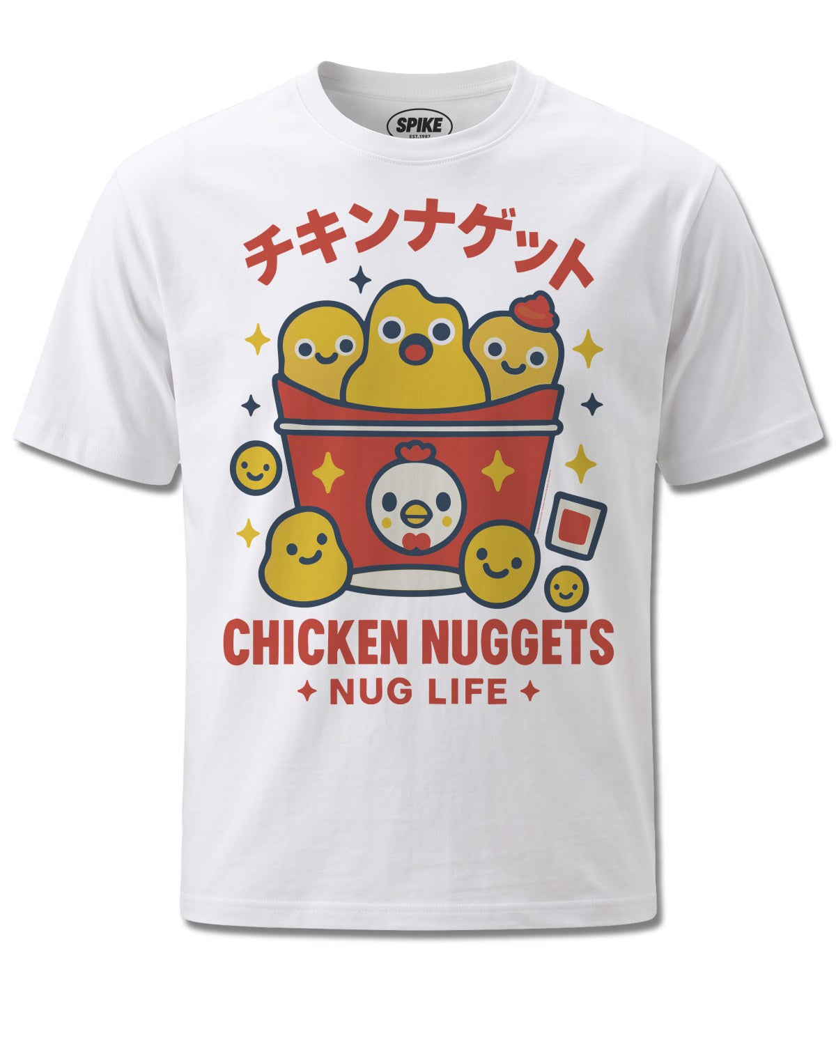 Pango Chicken Nuggets (Pango) design, front view on White M137, Rock Off Retail official merch