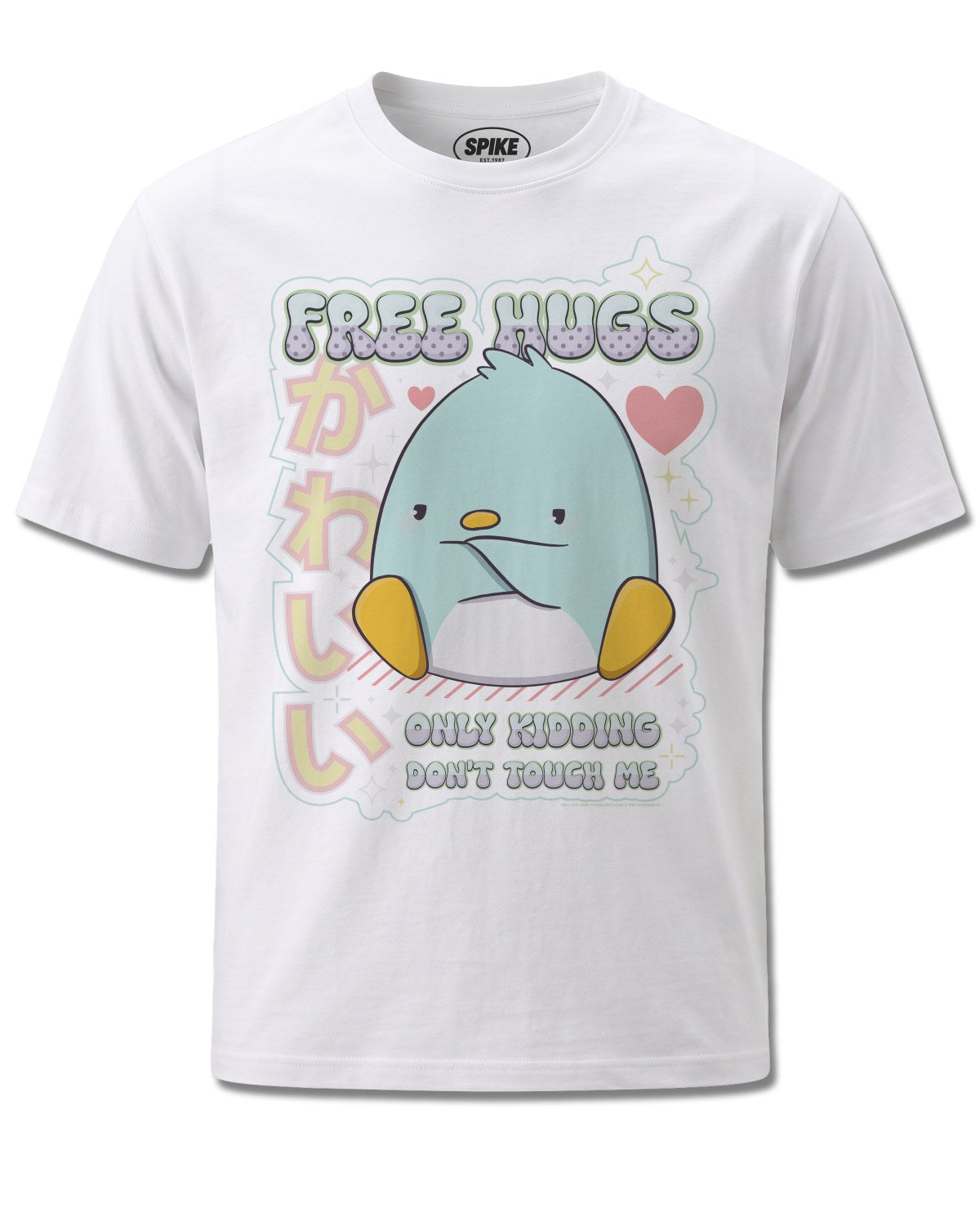 Cutie Squad Free Hugs (Cutie Squad) design, front view on White M137, Rock Off Retail official merch