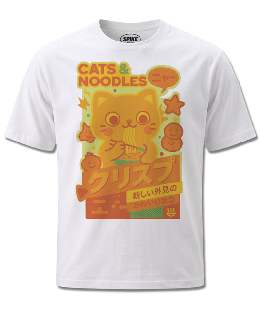 Pango Cats Noodles (Pango) design, front view on White M137, Rock Off Retail official merch