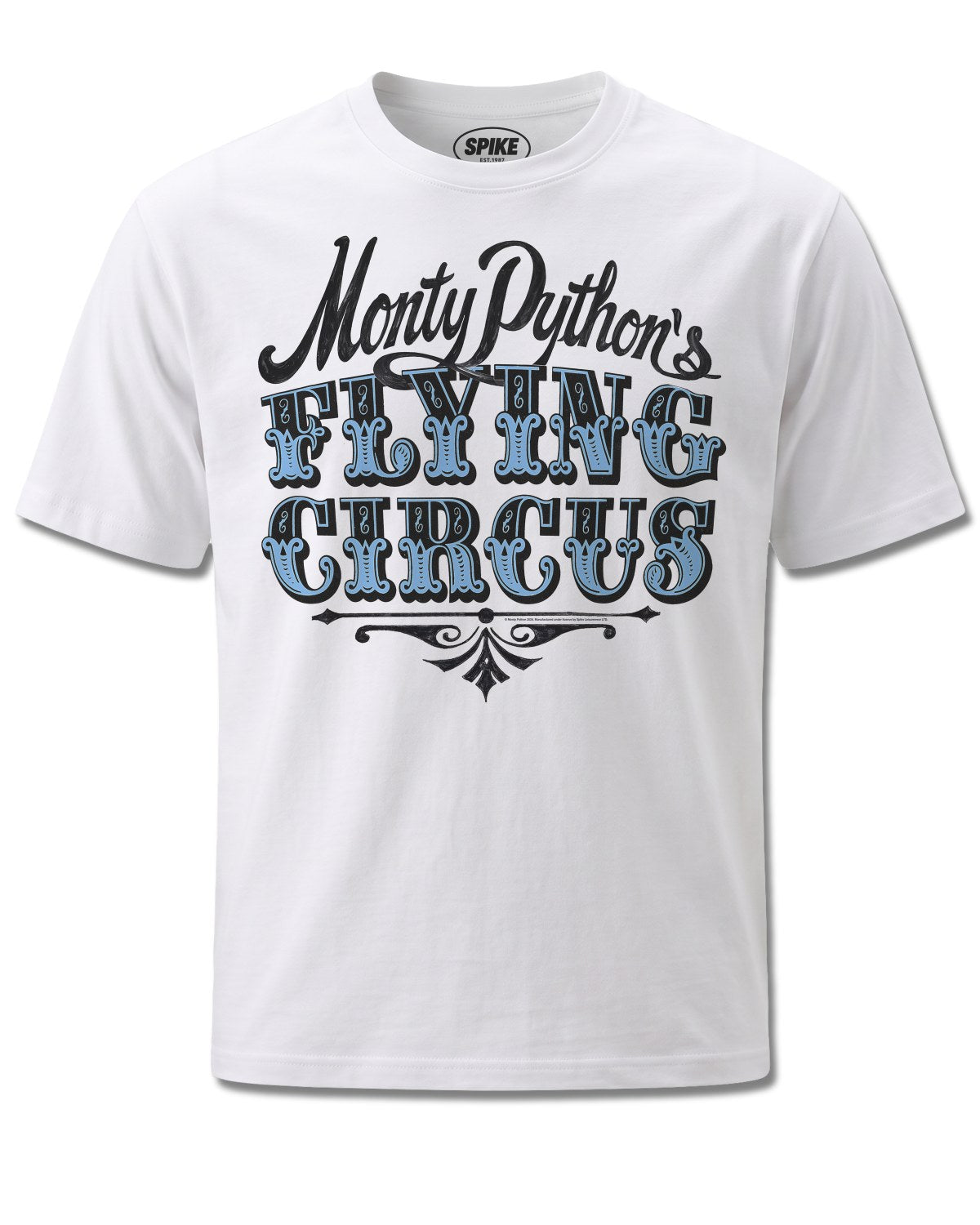 Monty Python Flying Circus (Monty Python) design, front view on White M137, Rock Off Retail official merch