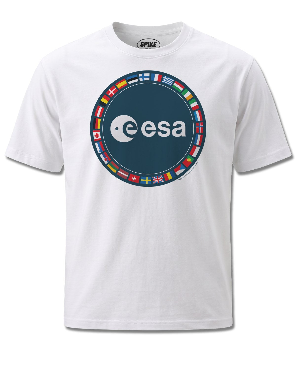 Esa Logo (ESA) design, front view on White M137, Rock Off Retail official merch