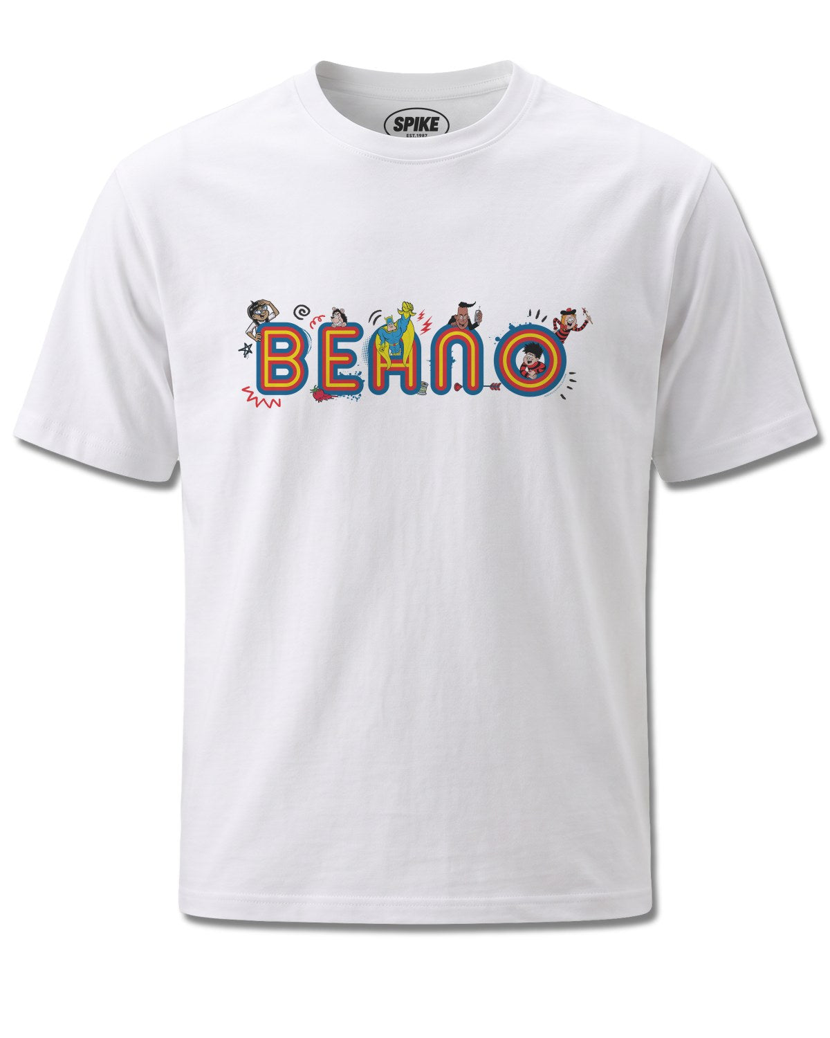 Beano Logo (Beano) design, front view on White M137, Rock Off Retail official merch