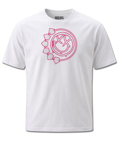 Blink-182 Six Arrow Smile (blink-182) design, front view on White M137, Rock Off Retail official merch