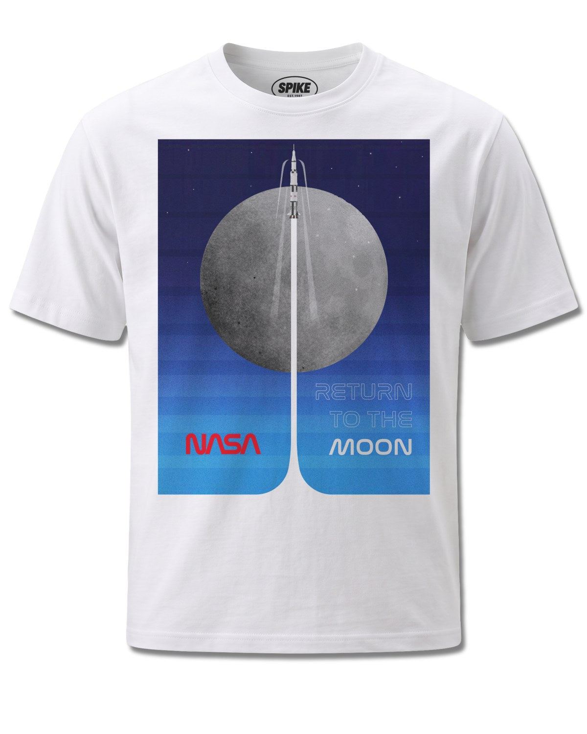 Nasa Return To The Moon (NASA) design, front view on White M137, Rock Off Retail official merch