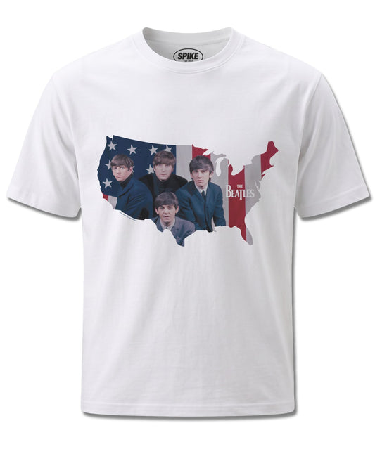 Beatles The Beatles British Invasion (The Beatles) design, front view on White M137, Rock Off Retail official merch