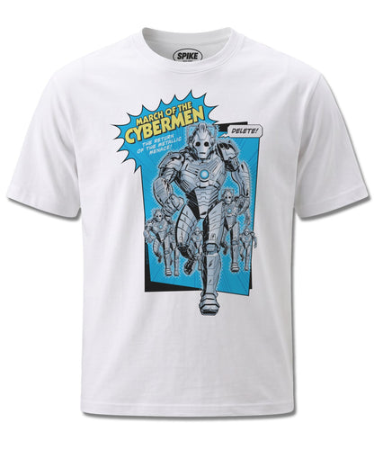 Dr Who Doctor Who March Of The Cybermen (Dr Who) design, front view on White M137, Rock Off Retail official merch