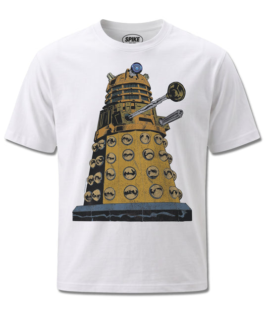 Dr Who Large Dalek (Dr Who) design, front view on White M137, Rock Off Retail official merch