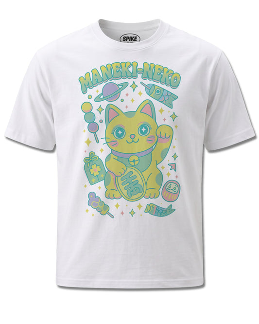 Pango Meneki Neko (Pango) design, front view on White M137, Rock Off Retail official merch