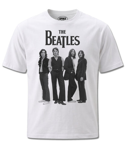 Beatles Standing (The Beatles) design, front view on White M137, Rock Off Retail official merch