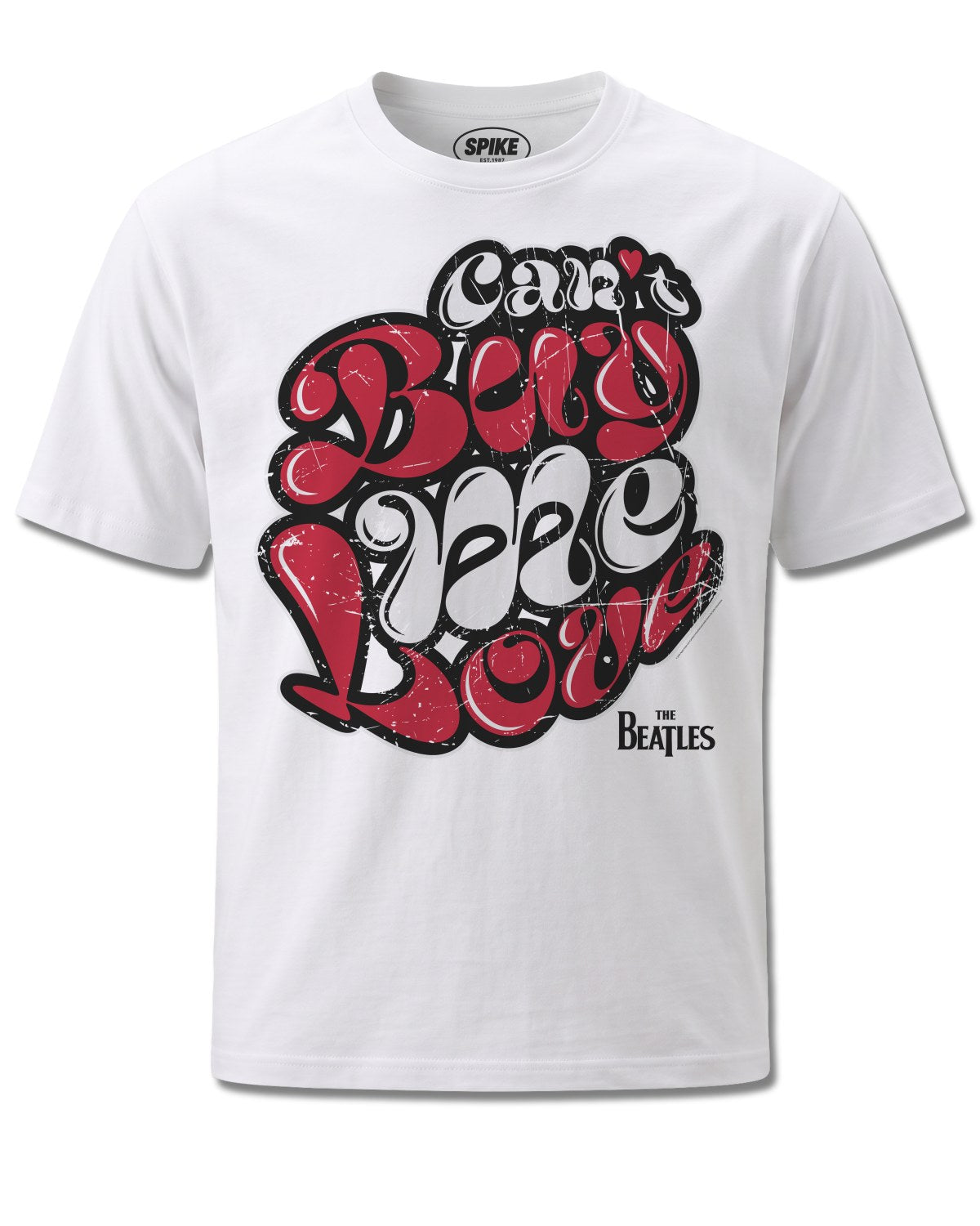 Beatles Can't Buy Me Love (The Beatles) design, front view on White M137, Rock Off Retail official merch
