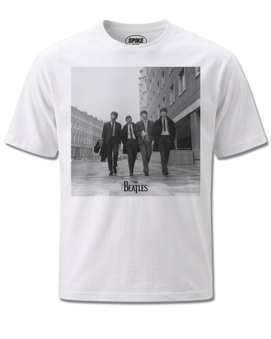 Beatles Guildford Street (The Beatles) design, front view on White M137, Rock Off Retail official merch